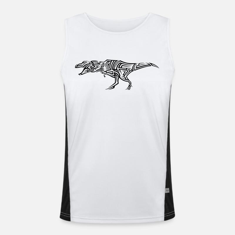 Dinosaur T-Rex Tribal Tattoo - Men's Functional Contrast Tank Top  - white/black
