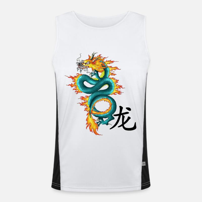 Drache - Long Funktionelles Kontrast-Tank Top für Männer 