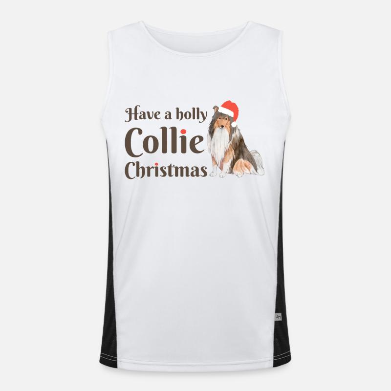 Weihnachten Border Collie Hunde Geschenk Idee Funktionelles Kontrast-Tank Top für Männer 