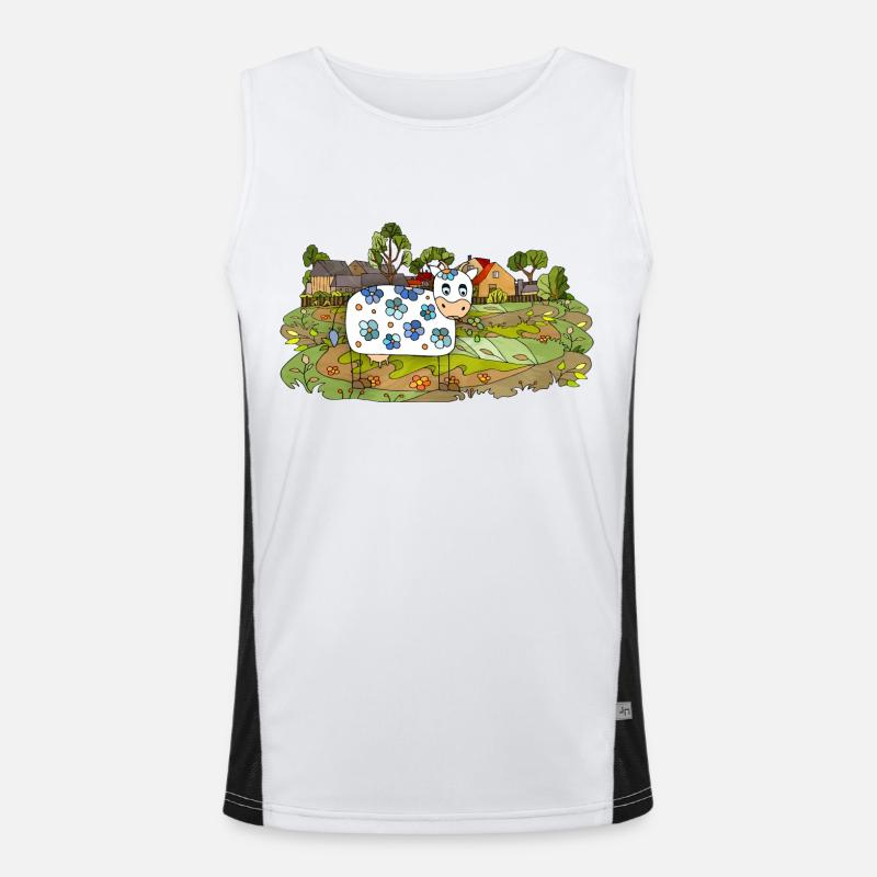 Landschaft mit einer Kuh Funktionelles Kontrast-Tank Top für Männer 