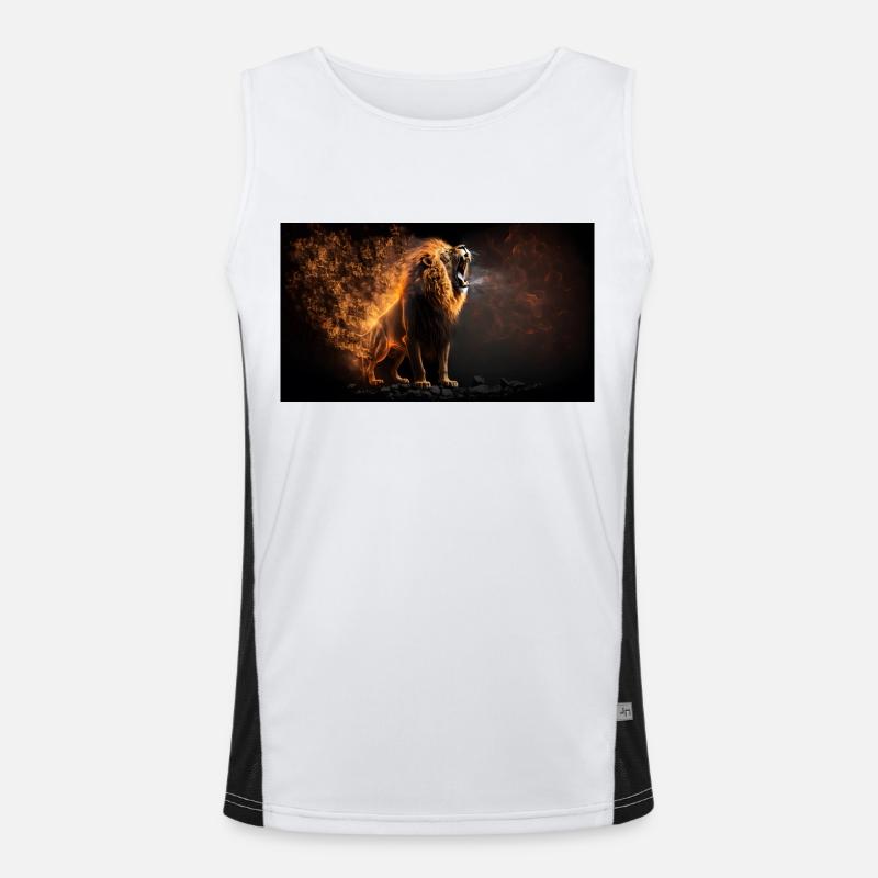 Lion on fire, generative AI Men's Functional Contrast Tank Top 
