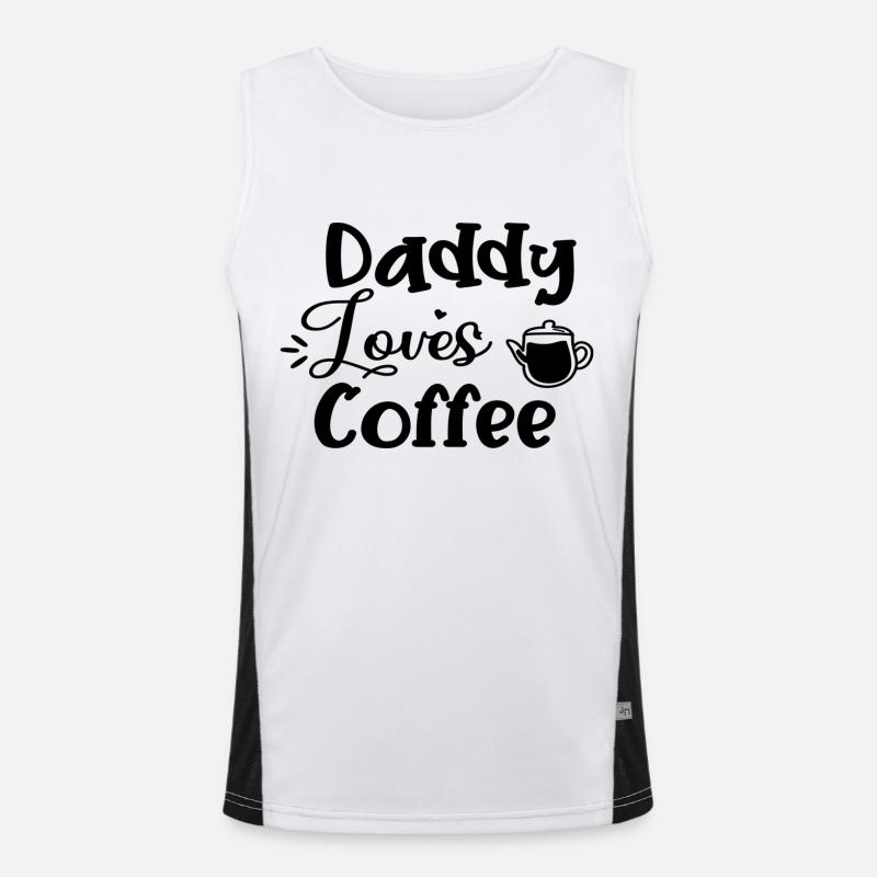 Daddy Loves Coffee Funktionelles Kontrast-Tank Top für Männer 