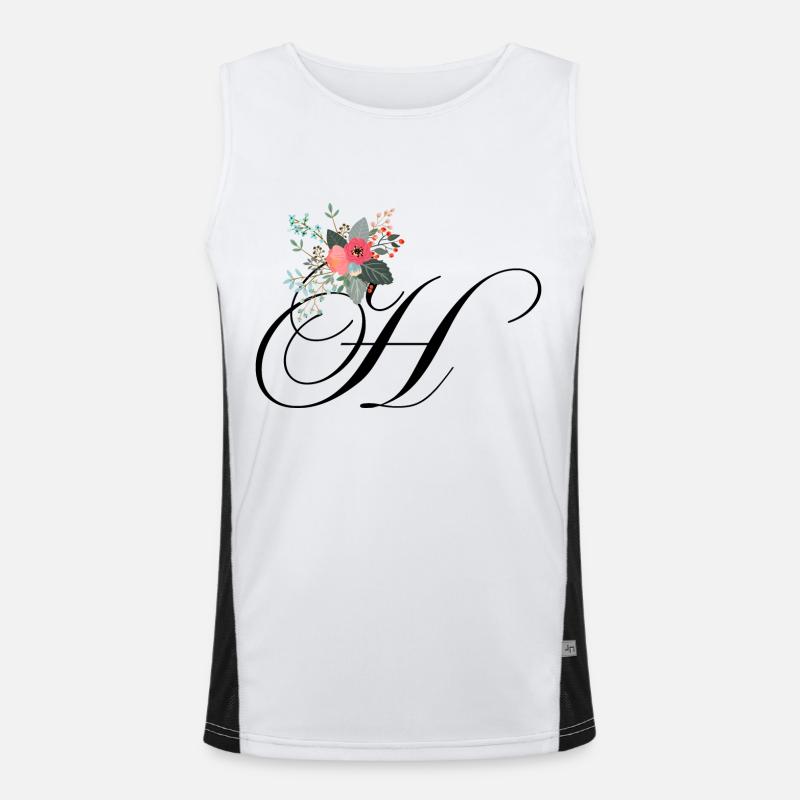 Buchstabe h blumig Funktionelles Kontrast-Tank Top für Männer 