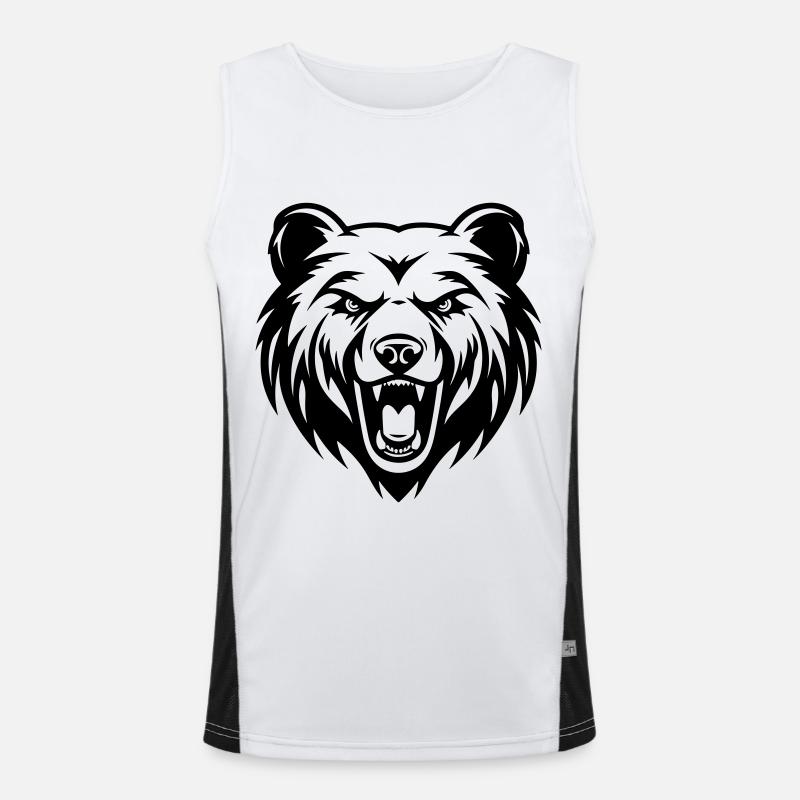 Bear Head - Men's Functional Contrast Tank Top  - white/black
