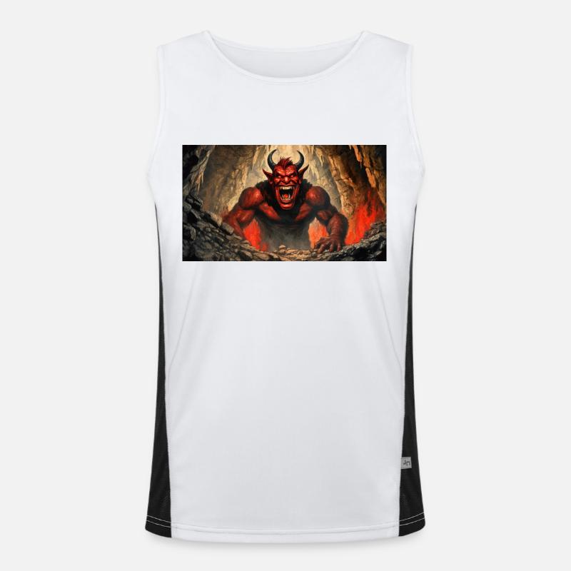 devil evil laugh smile monster dark horror scary Men's Functional Contrast Tank Top 