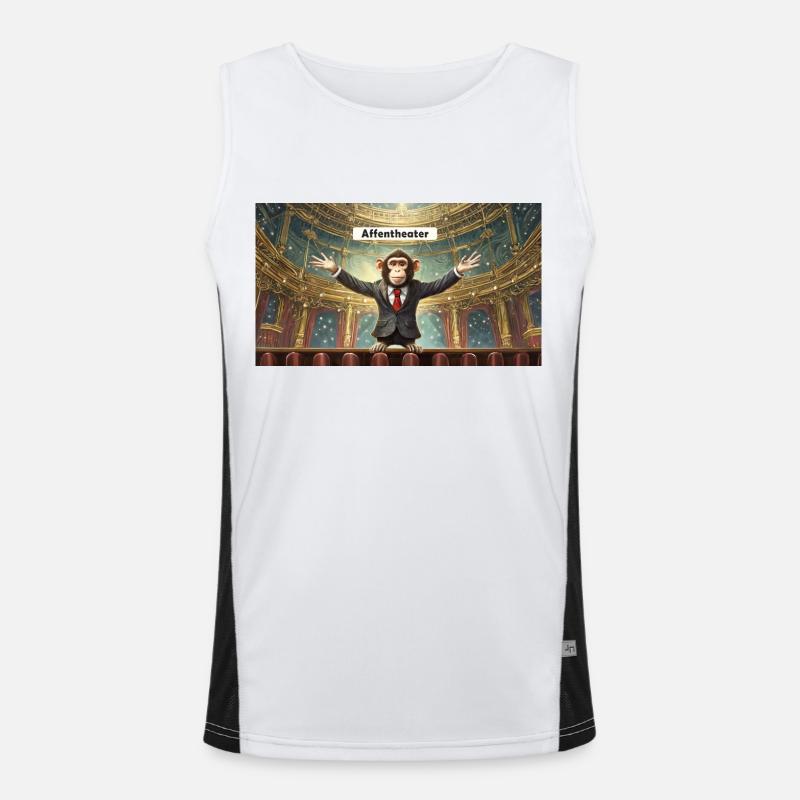 Pun ambiguous expression – Affentheater (farce) - Men's Functional Contrast Tank Top  - white/black