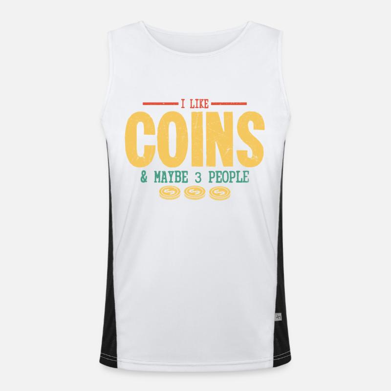 Coins Over Crowds: The Selective Numismatist Men's Functional Contrast Tank Top 