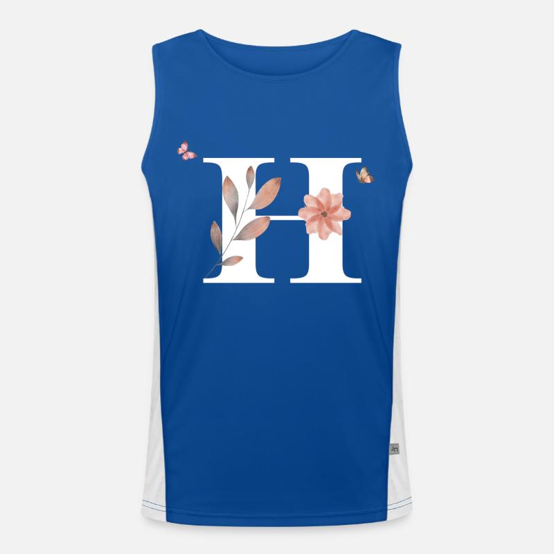 Buchstabe h Wildblumen Aquarelle Funktionelles Kontrast-Tank Top für Männer 
