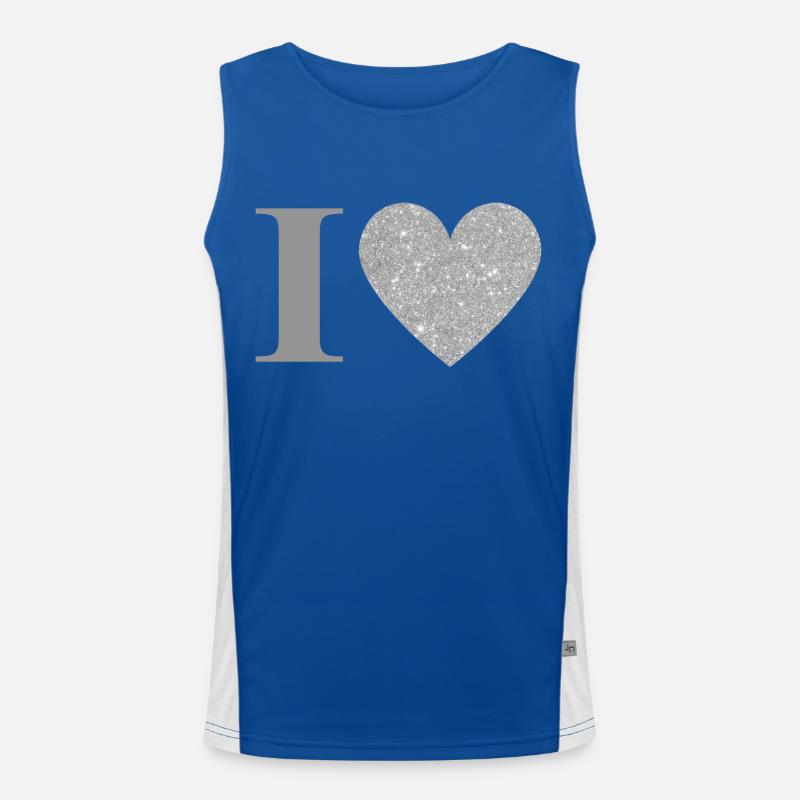 Letter i silver heart Men's Functional Contrast Tank Top 