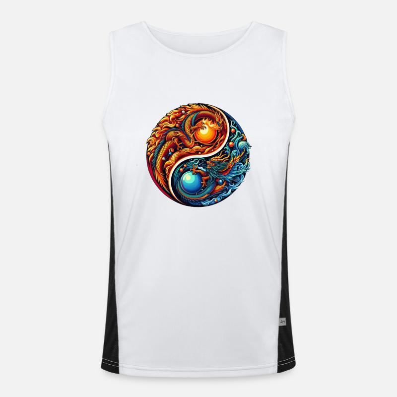 Illustration du dragon Yin Yang Débardeur respirant contrasté Homme 