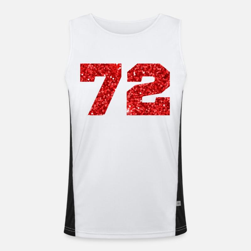 72 Roter Glitzer - 72 Geburtstag Funktionelles Kontrast-Tank Top für Männer 