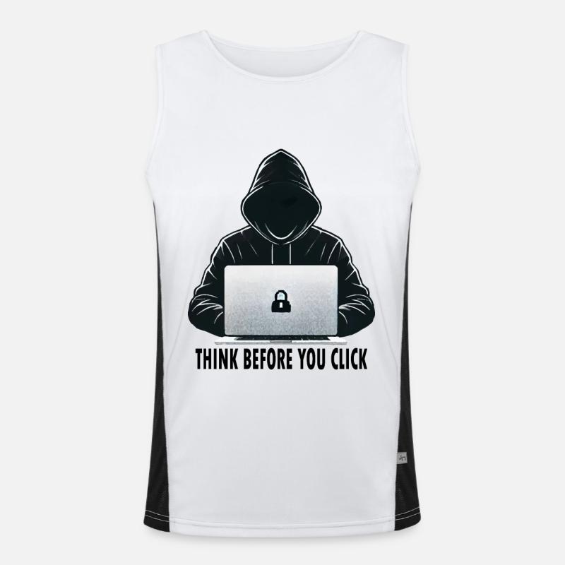 Think Before You Click - Cybersecurity Awareness Men's Functional Contrast Tank Top 