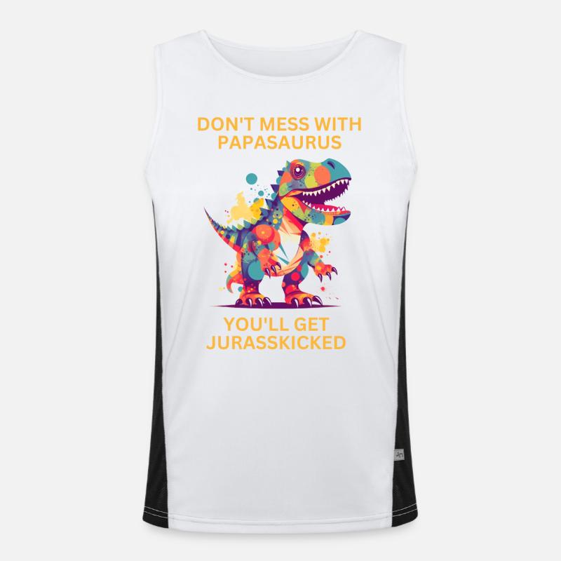 Funny Papa Papasaurus Dino Dinosaur Gift Men's Functional Contrast Tank Top 