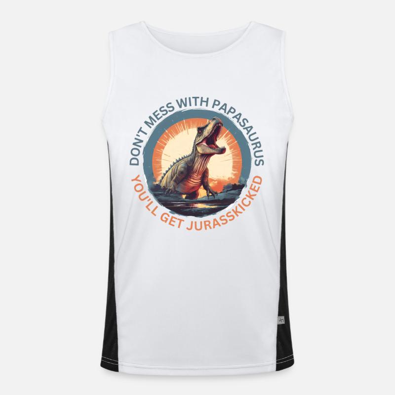 Funny Papa Papasaurus Dino Dinosaur Gift Men's Functional Contrast Tank Top 