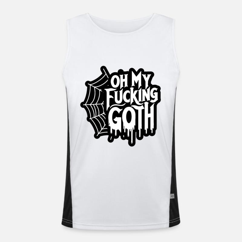 Edgy Gothic Slogan Tee - Bold Statement Spiderweb - Men's Functional Contrast Tank Top  - white/black
