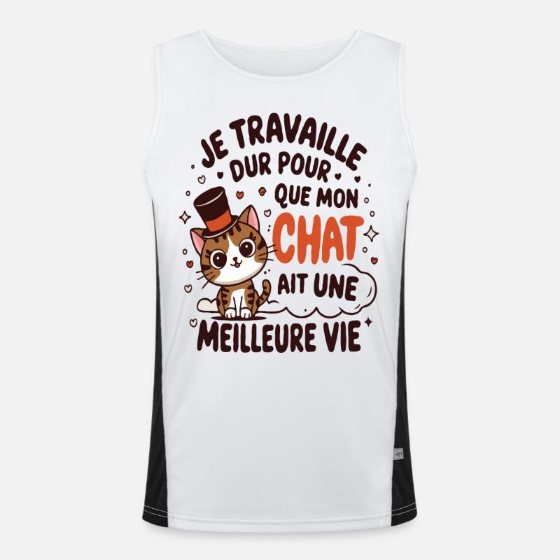 Idée cadeau humour design chat mignon Débardeur respirant contrasté Homme 