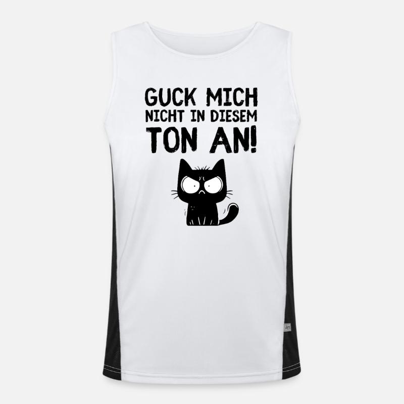 Guck mich nicht so – Zornige Katze Statement Funktionelles Kontrast-Tank Top für Männer 