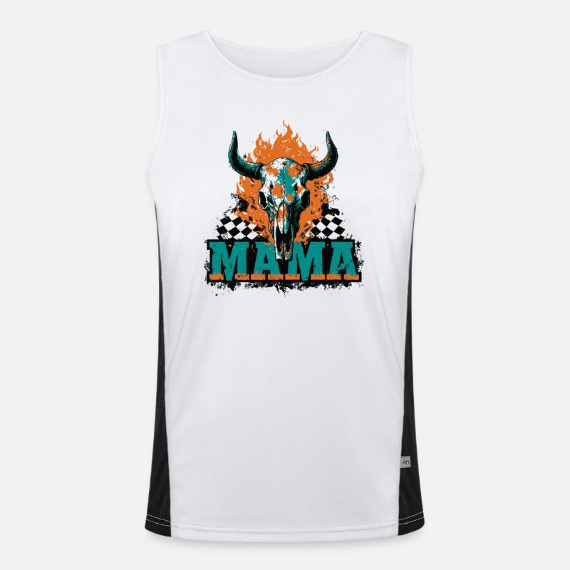 Halloween Mom Skull Flames Checkerboard Pattern Men's Functional Contrast Tank Top 
