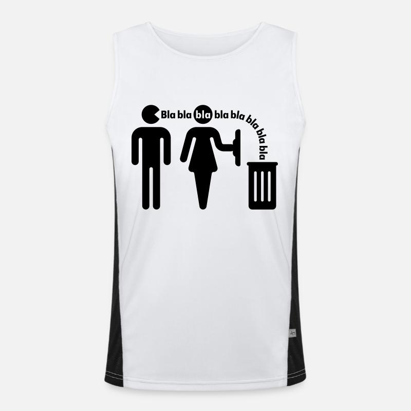 Bla bla bla (m/small) - Men's Functional Contrast Tank Top  - white/black