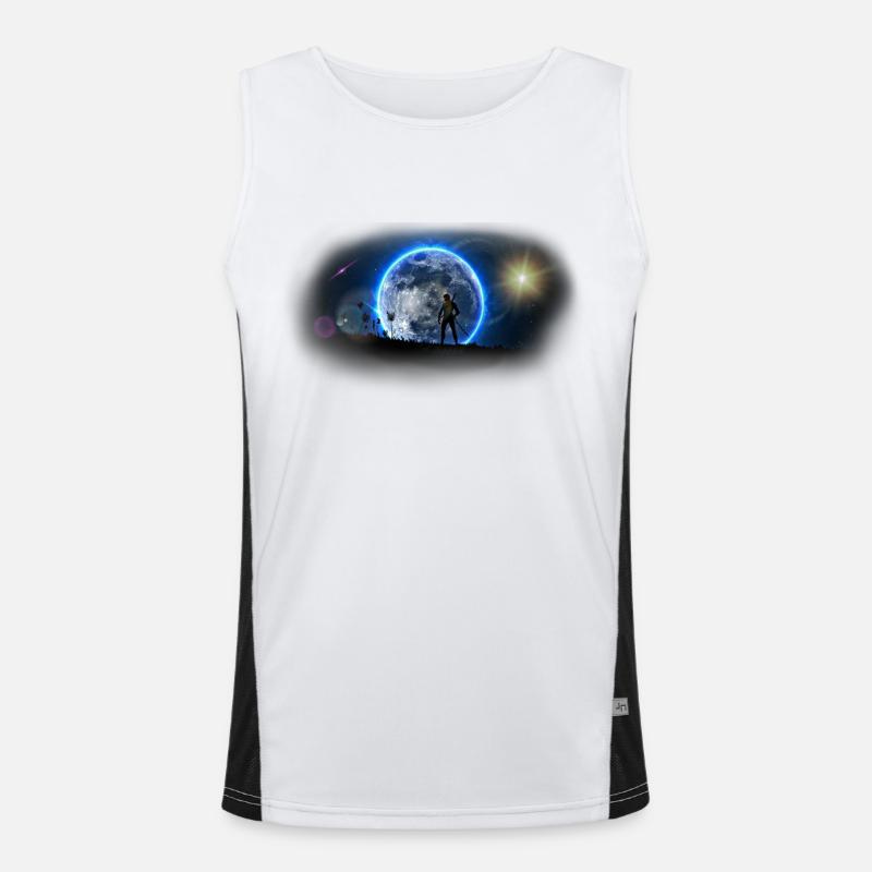 Moonset - Men's Functional Contrast Tank Top  - white/black
