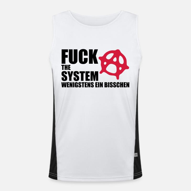 fuck_the_system_2 Débardeur respirant contrasté Homme 