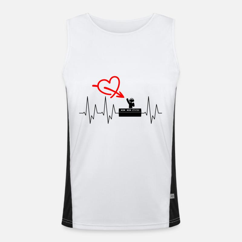 Techno - Table de mixage - Plaques - DJ - Casque Débardeur respirant contrasté Homme 