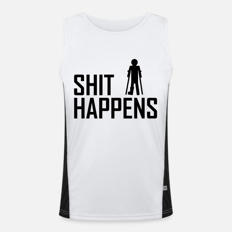 shit happens broken leg - Men's Functional Contrast Tank Top  - white/black