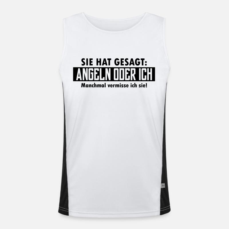 angeln oder ich - Funktionelles Kontrast-Tank Top für Männer  - Weiß/Schwarz