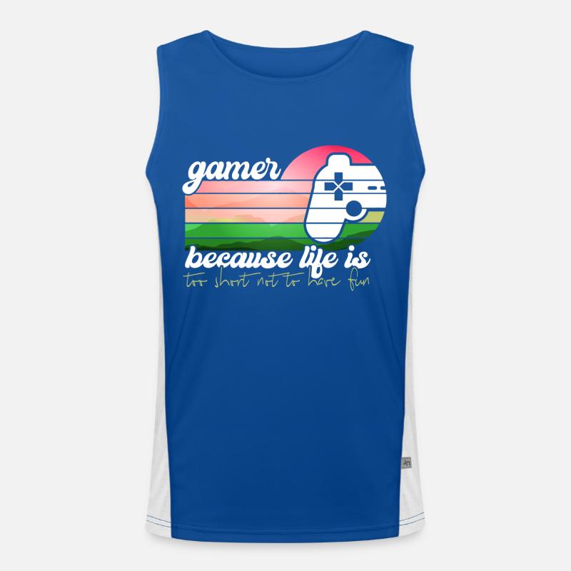 Joyable Tropical Amusing Gaming Illustration Men's Functional Contrast Tank Top 