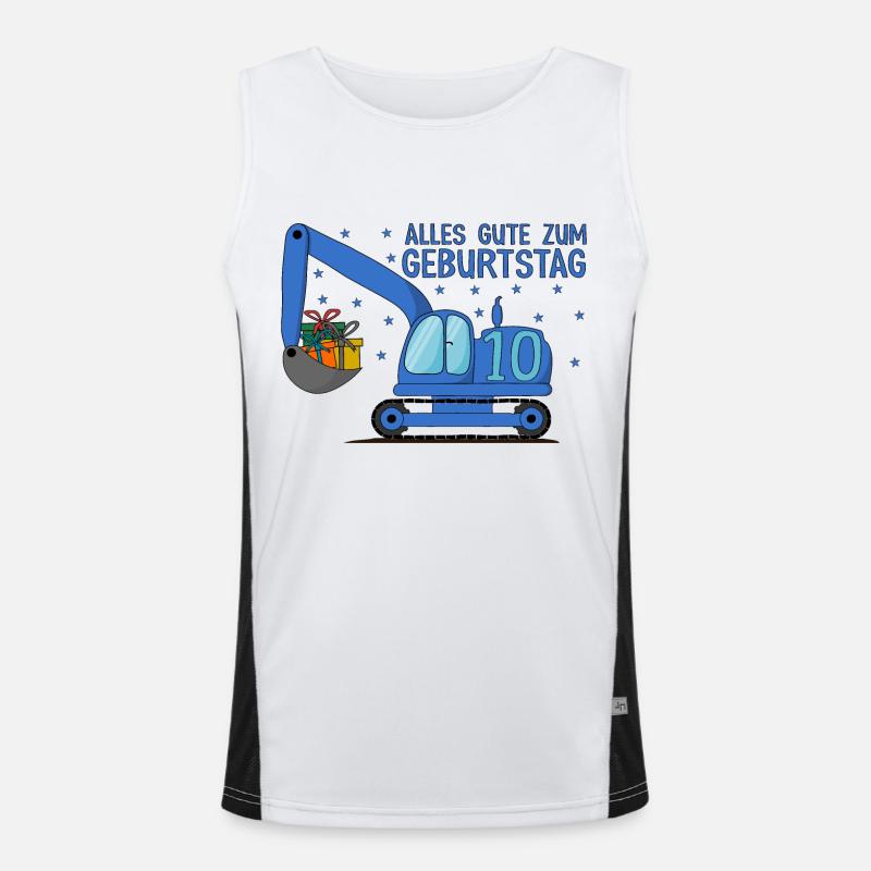 Bagger Kinder 10. Geburtstag Alles Gute Blau Funktionelles Kontrast-Tank Top für Männer 