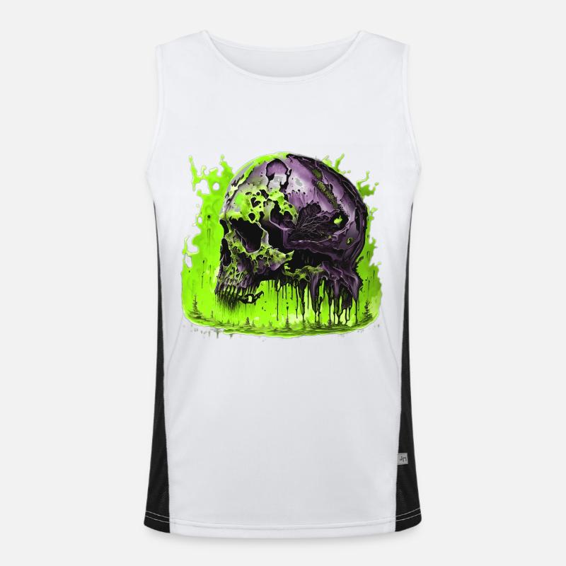 Gruseliger Helloween Schädel Skull Funktionelles Kontrast-Tank Top für Männer 