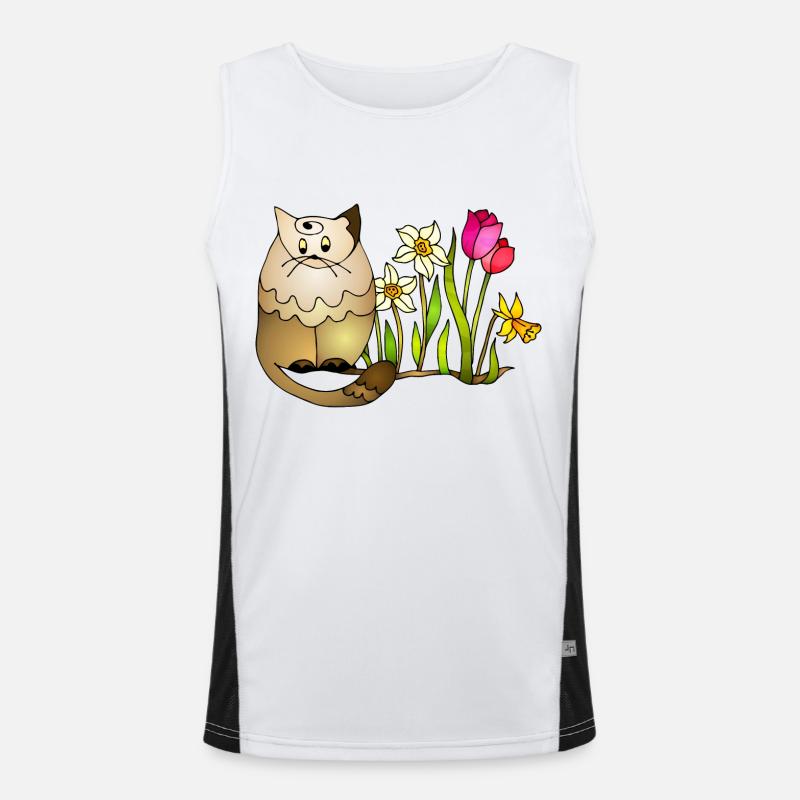 Cat - Men's Functional Contrast Tank Top  - white/black