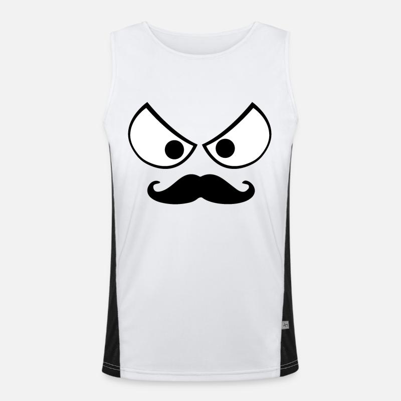 Augen mit Bart Design Funktionelles Kontrast-Tank Top für Männer 