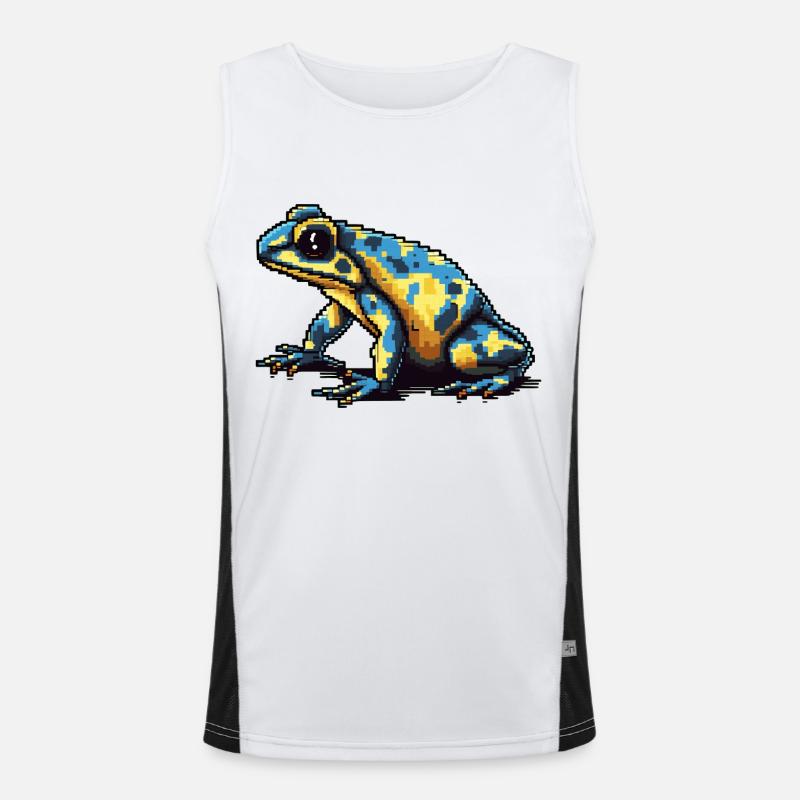 Farbenfroher Retro Pixel Pfeilgiftfrosch in 8 Bit Funktionelles Kontrast-Tank Top für Männer 