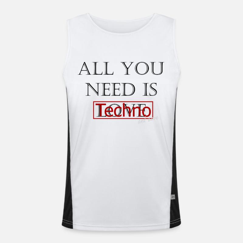 all you need is techno and love Funktionelles Kontrast-Tank Top für Männer 