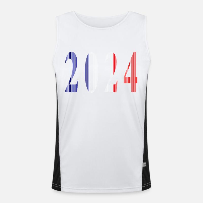 2024 Blue White Red Men's Functional Contrast Tank Top 