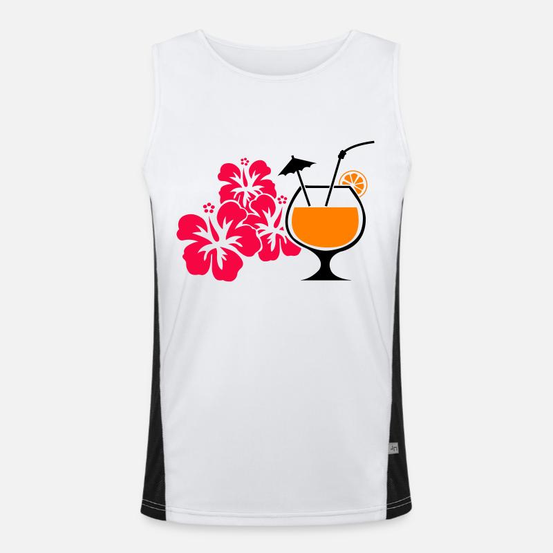 Hawaii Hibiscus Cocktail Drink - Men's Functional Contrast Tank Top  - white/black