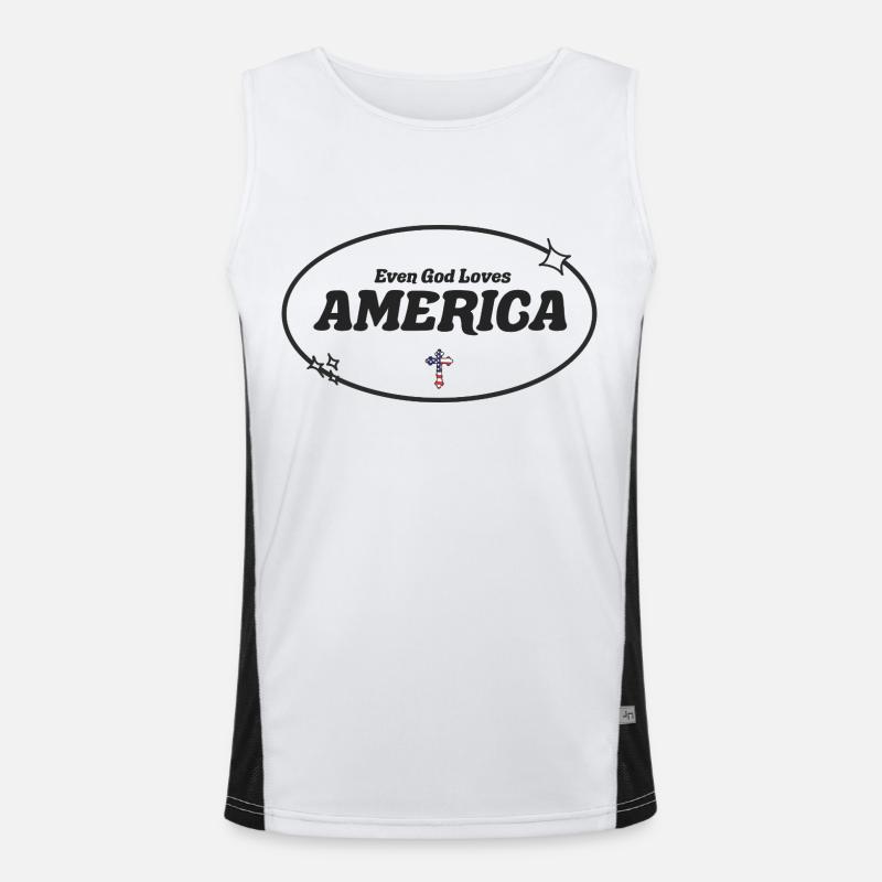 Sogar Gott betet Amerika an Funktionelles Kontrast-Tank Top für Männer 