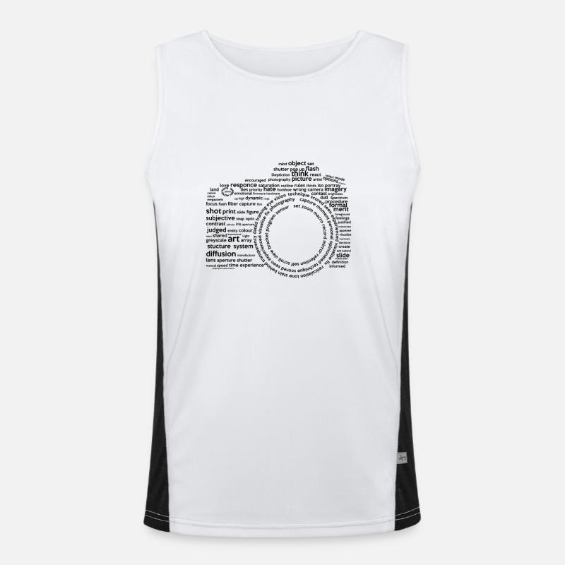 Camera Typography Black Men's Functional Contrast Tank Top 