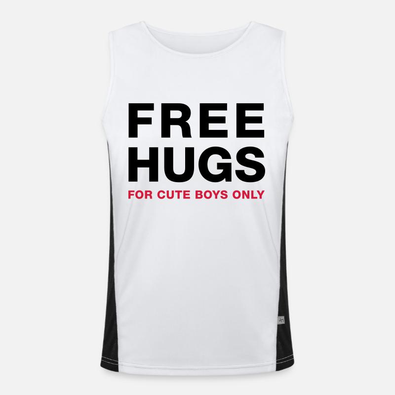 freehugsboys - Men's Functional Contrast Tank Top  - white/black