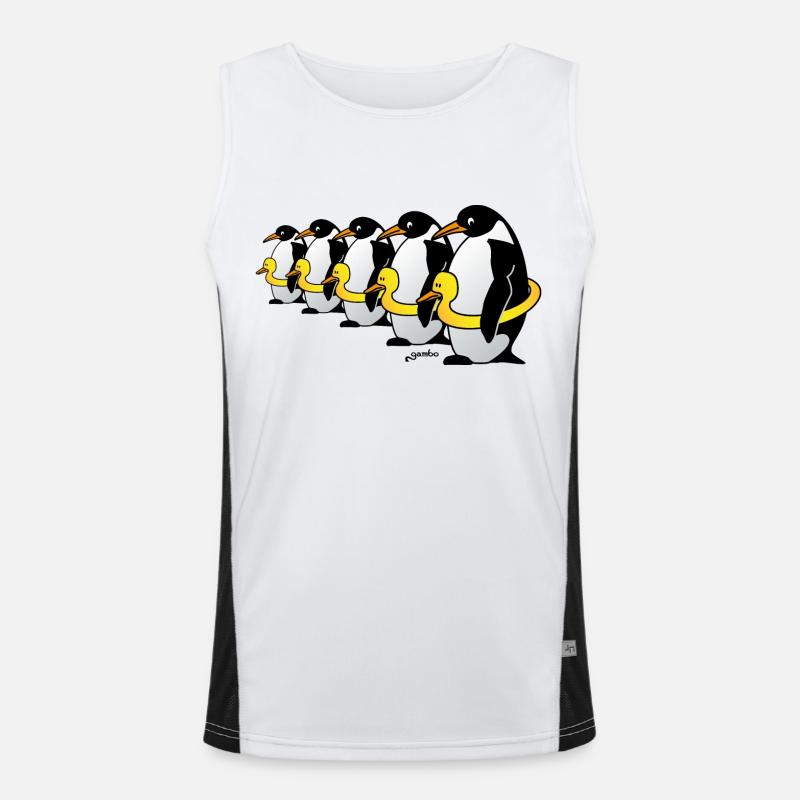 Pinguine mit Quietscheentchen Funktionelles Kontrast-Tank Top für Männer 