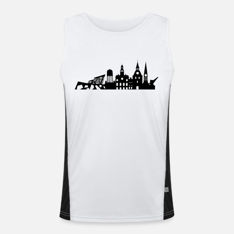 Lüneburg Skyline Funktionelles Kontrast-Tank Top für Männer 