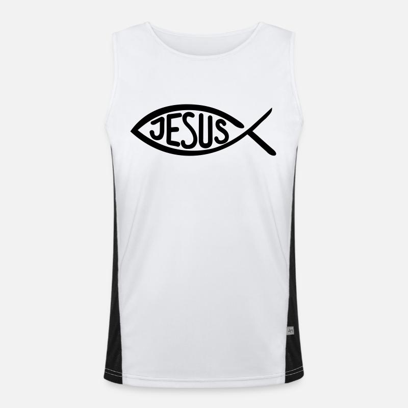 Jesus Fish Men's Functional Contrast Tank Top 