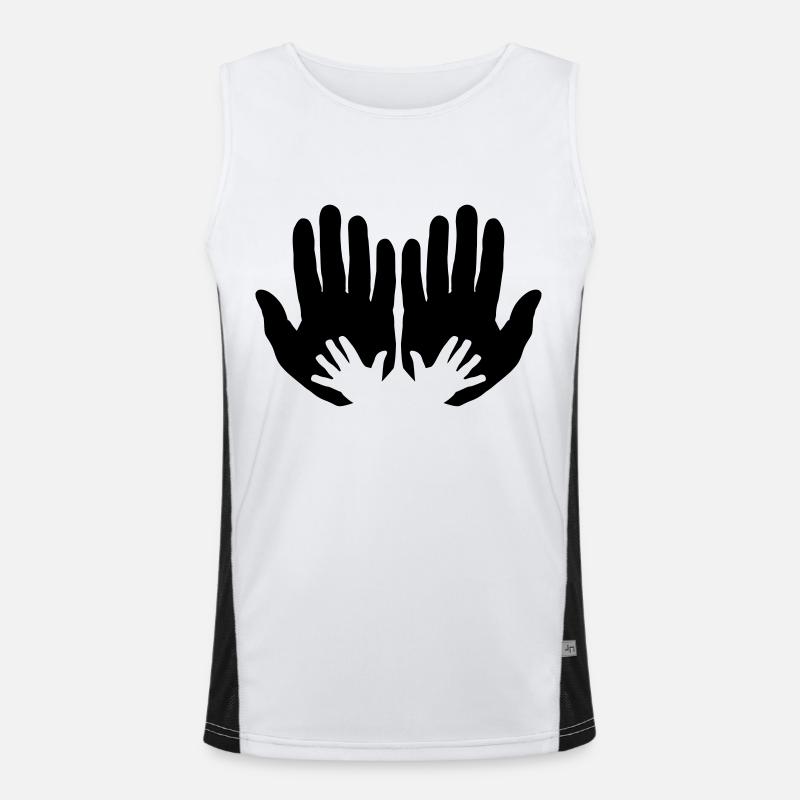 Öffnen Sie die Hände der Eltern mit den Händen der Kinder Funktionelles Kontrast-Tank Top für Männer 