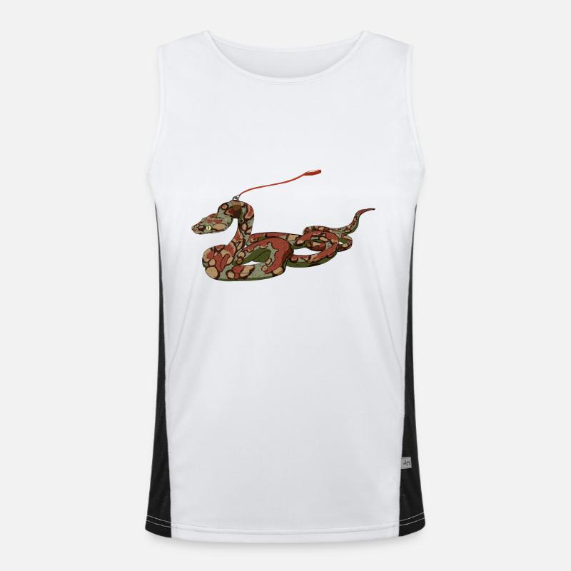 Boa constrictor on a leash in comic style Men's Functional Contrast Tank Top 