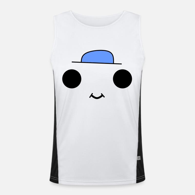 Cute face with a blue hat Funktionelles Kontrast-Tank Top für Männer 