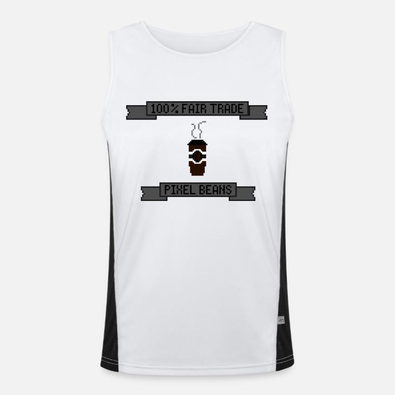 8-Bit Retro Coffee Funktionelles Kontrast-Tank Top für Männer 