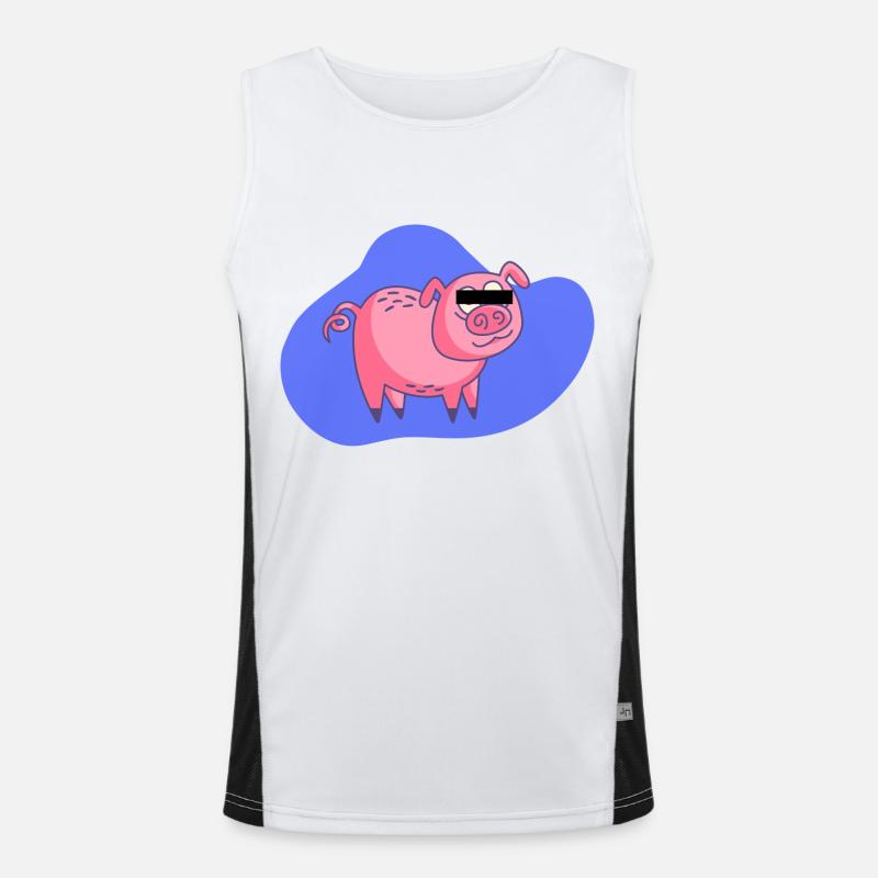 Cartoon Schwein Funktionelles Kontrast-Tank Top für Männer 