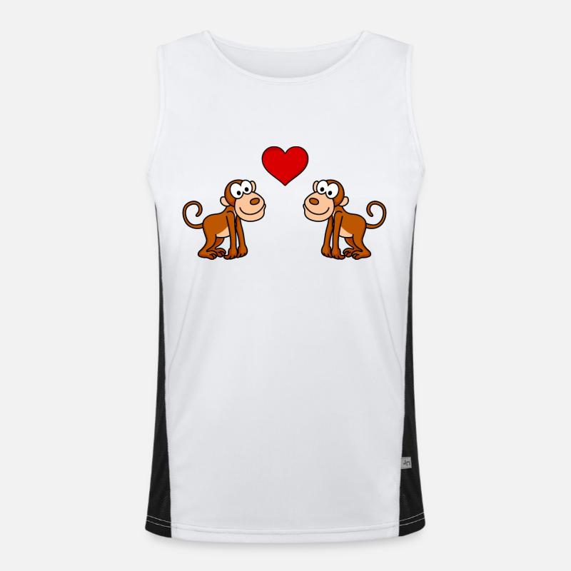 Monkey Comic Couple Love - Men's Functional Contrast Tank Top  - white/black