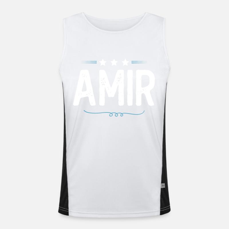 Amir - Men's Functional Contrast Tank Top  - white/black